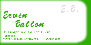 ervin ballon business card